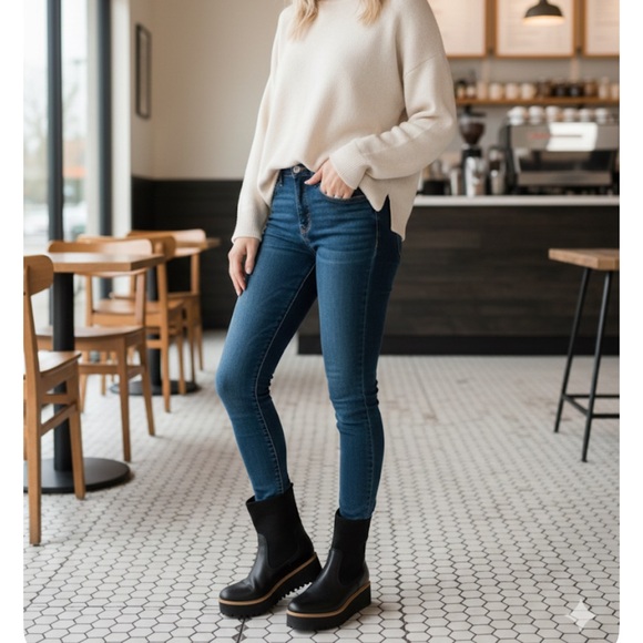 Chic Black Platform Sock Boots - Picture 7 of 7